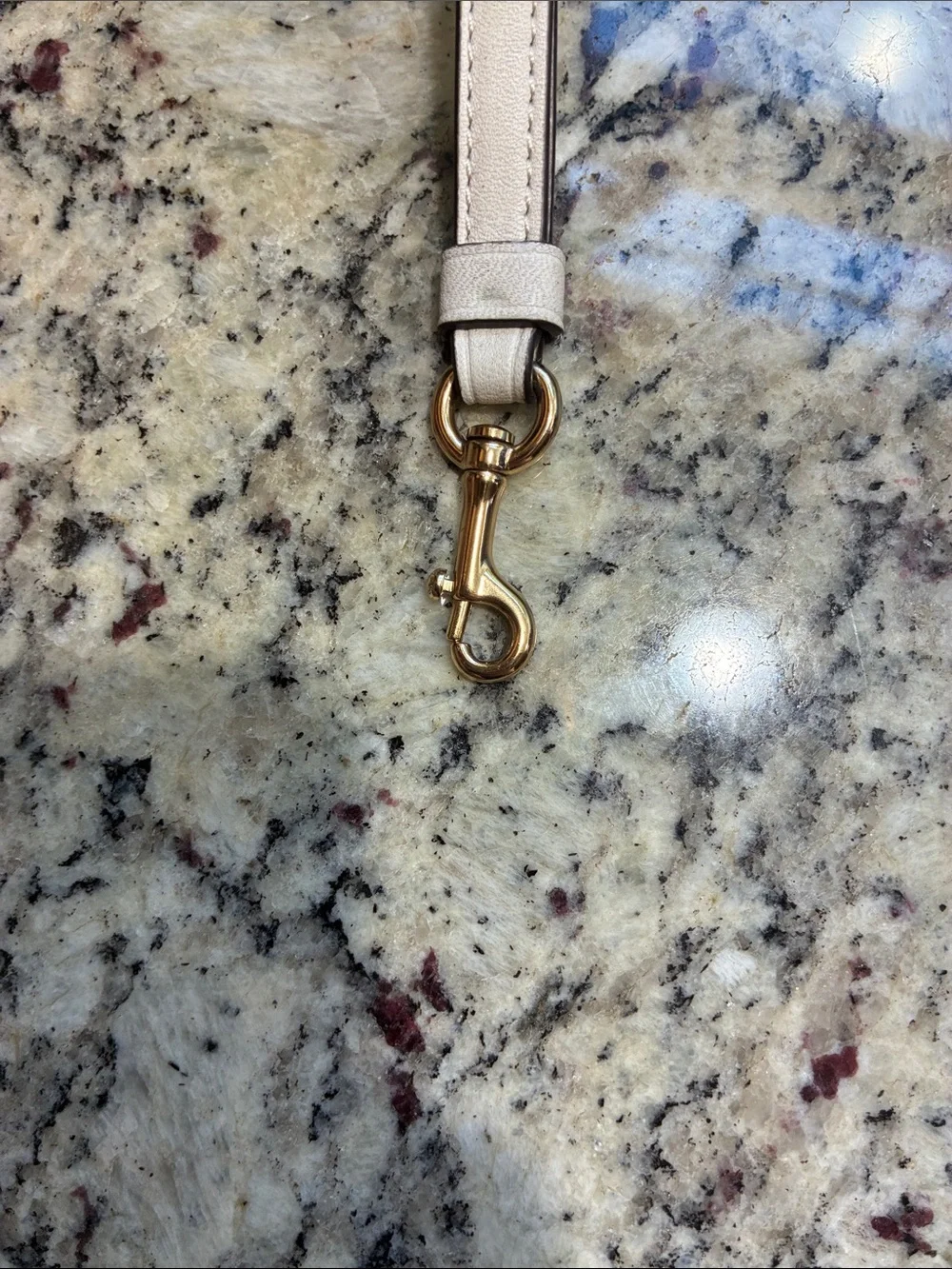 Coach Leather Wristlet Strap in Light Beige with Gold Hardware